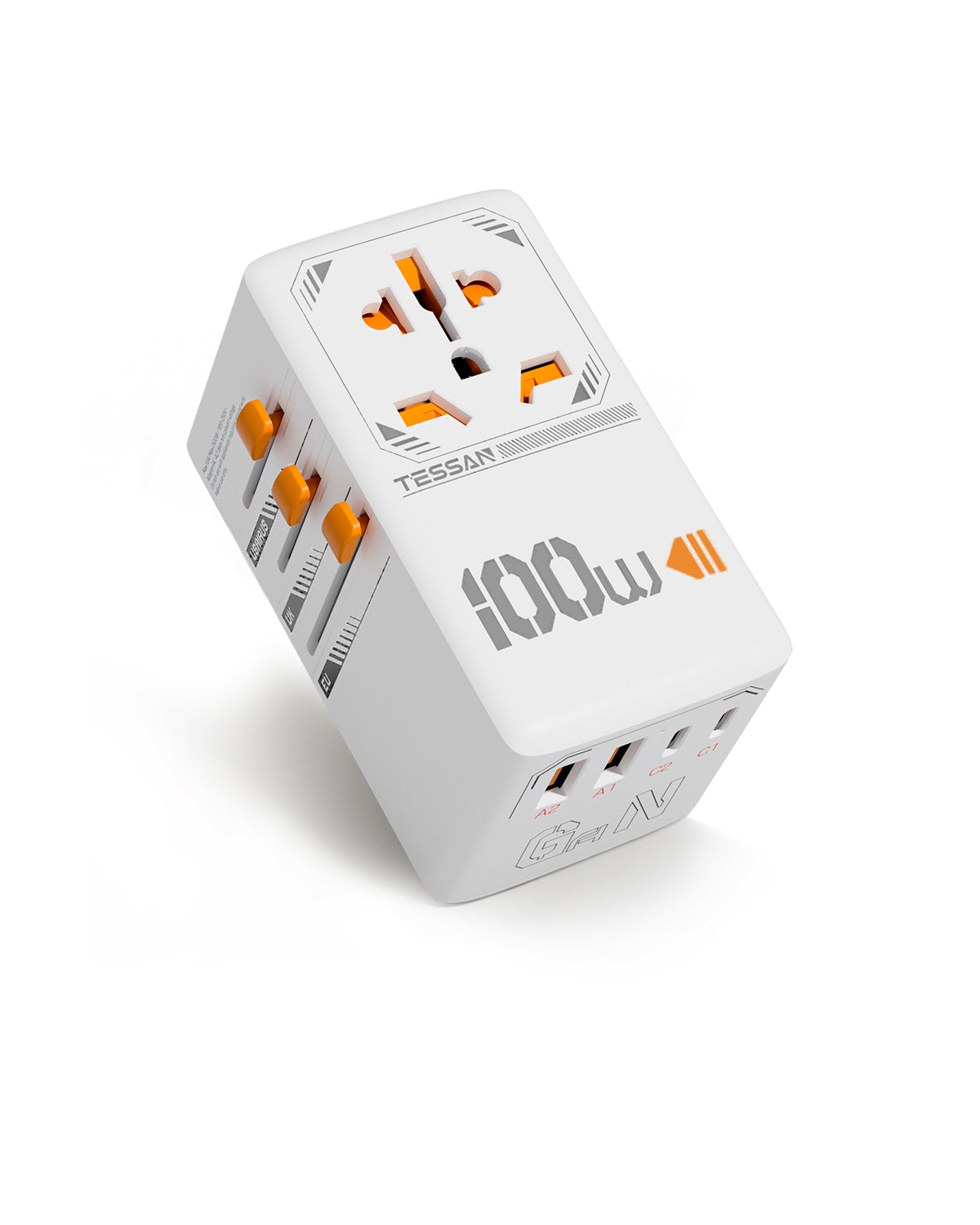 TESSAN International Plug Adaptor with 3 USB C and 2 USB A Charging Ports