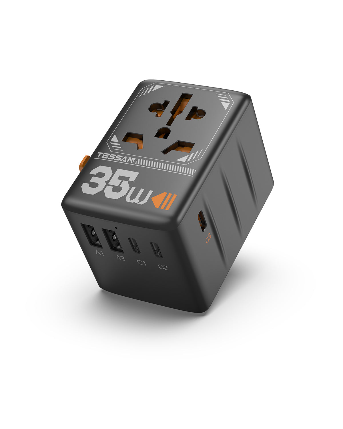 TESSAN International Plug Adaptor with 3 USB C and 2 USB A Charging Ports