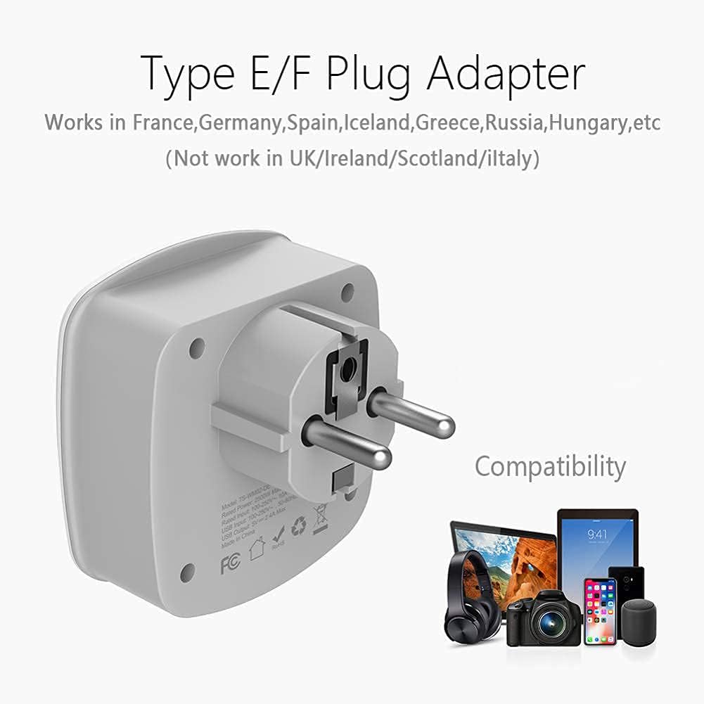 TESSAN Germany France Power Adapter with 2 USB Ports 2 AC Outlets
