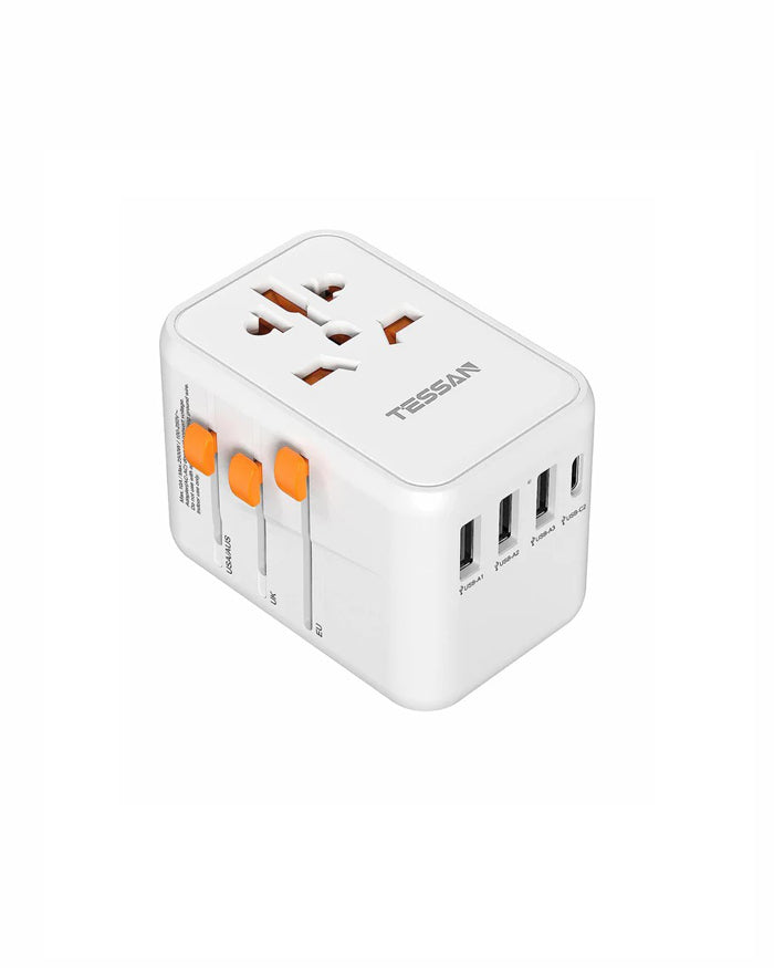 Universal Travel Adapter with 2 USB C and 3 USB Ports (Fast Charging PD 45W)