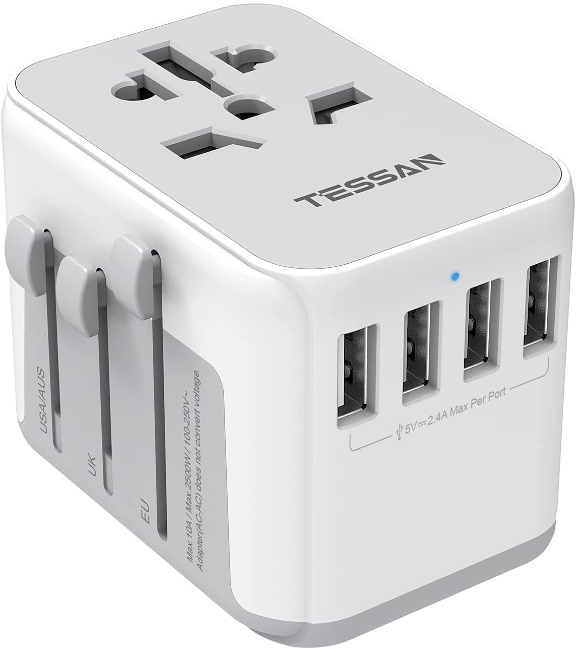 Travel Worldwide All in One Wall Charger Converter with 4 USB Outlets