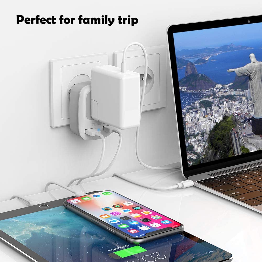 US To Brazil Travel Plug Adapter with 2 USB Ports(Type N Plug)