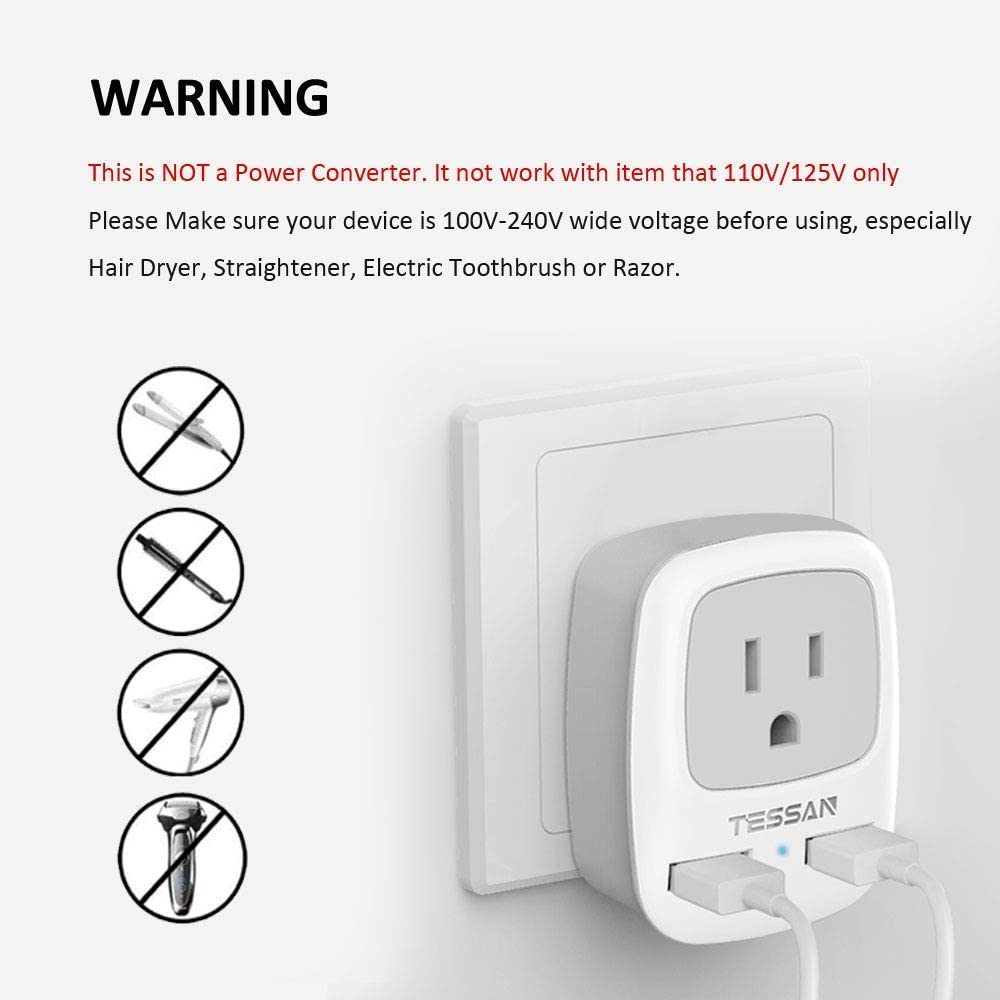 US To Switzerland Travel Plug Adapter with 2 USB(Type J Plug)