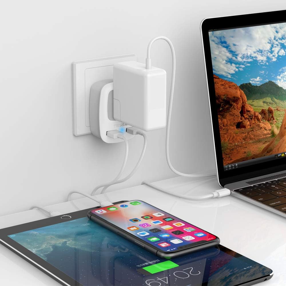 TESSAN Italy Travel Power Adapter, Grounded Plug Converter with Dual USB Charging Ports