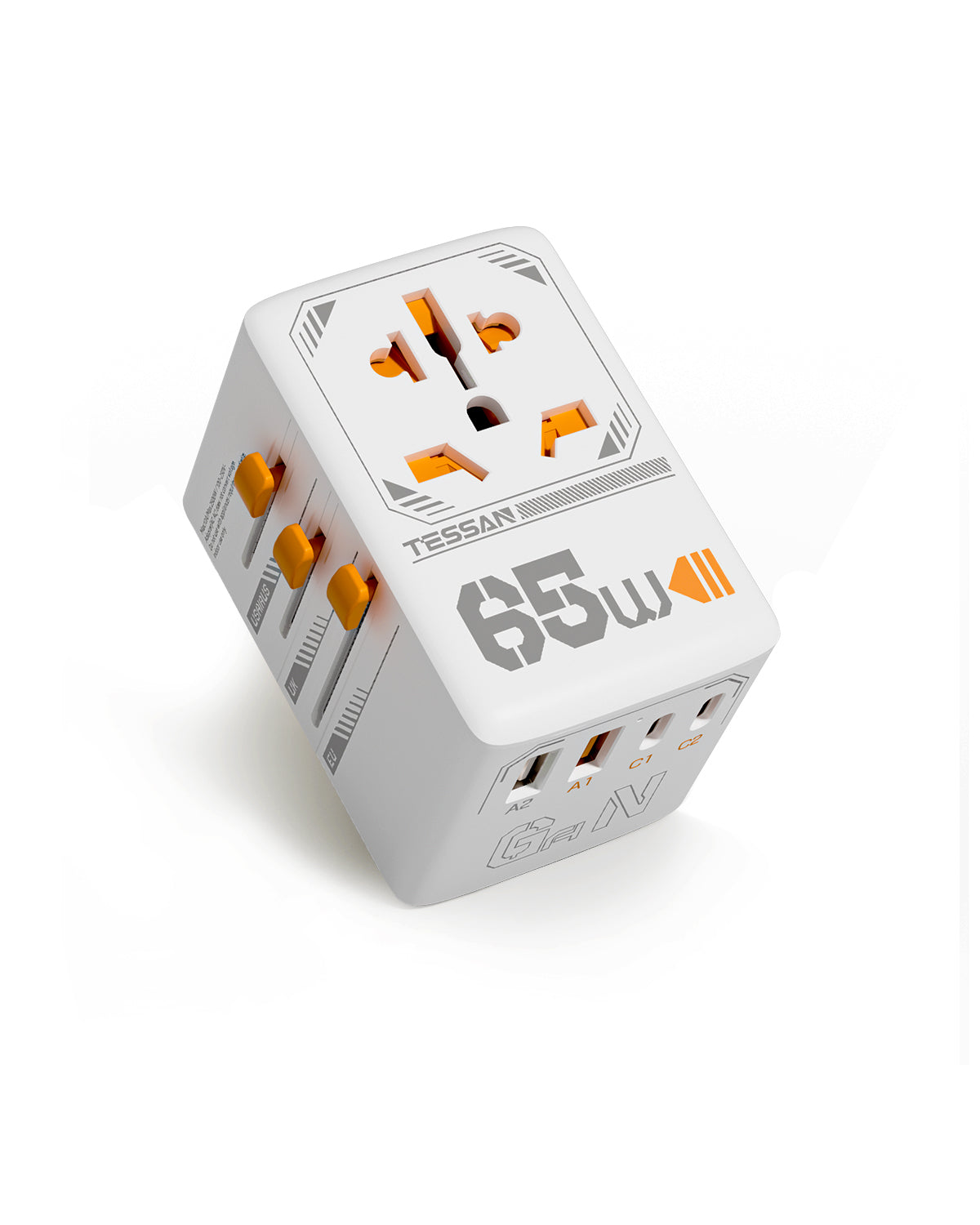 TESSAN International Plug Adaptor with 3 USB C and 2 USB A Charging Ports