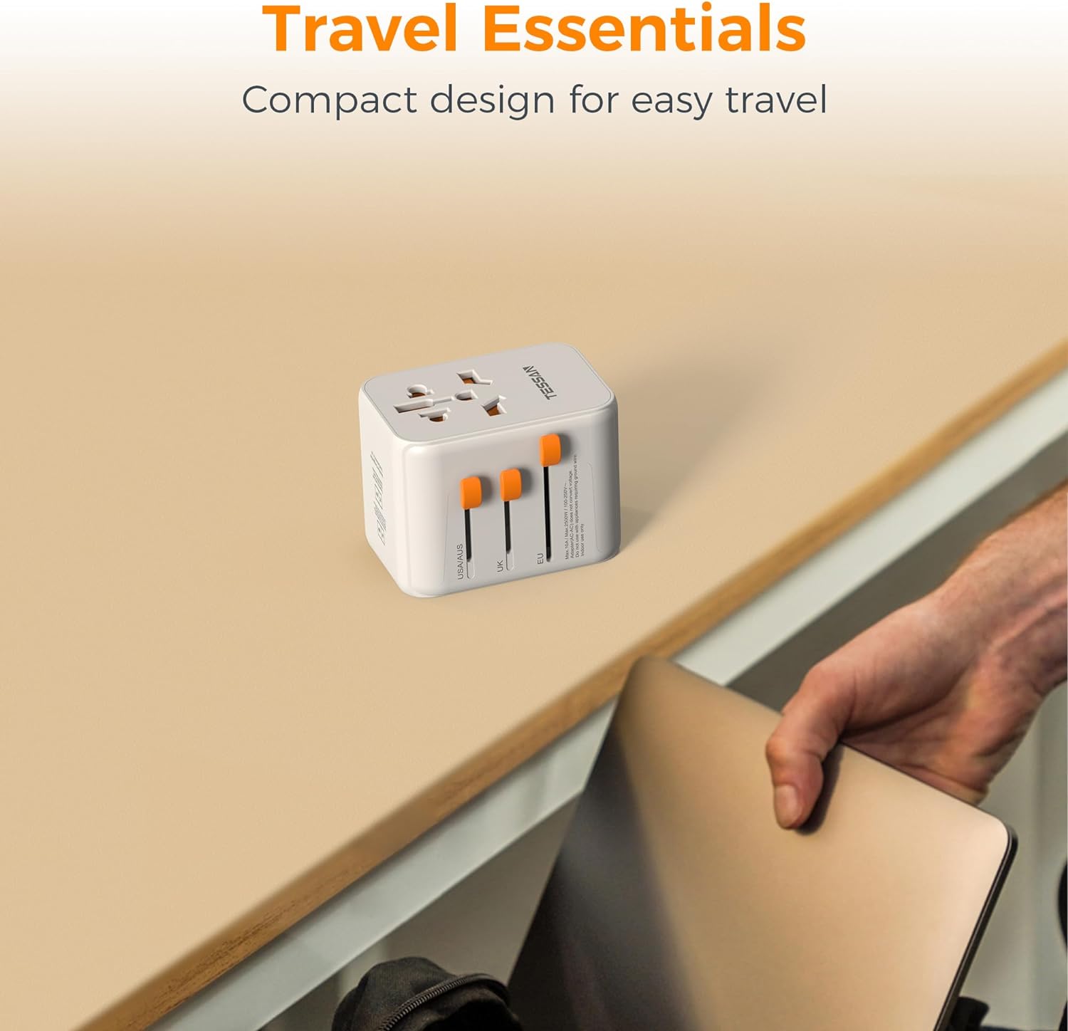 TESSAN International Plug Adaptor with 1 USB C and 4 USB A Ports, Universal Travel Plug Adapter 30W