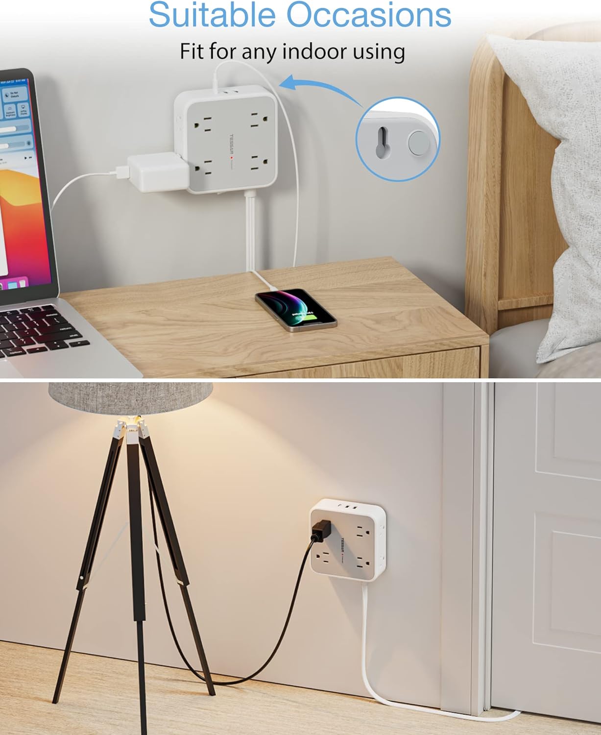 Surge Protector Power Strip, 8 AC Outlets, 3 USB Charger(1 USB C Port)