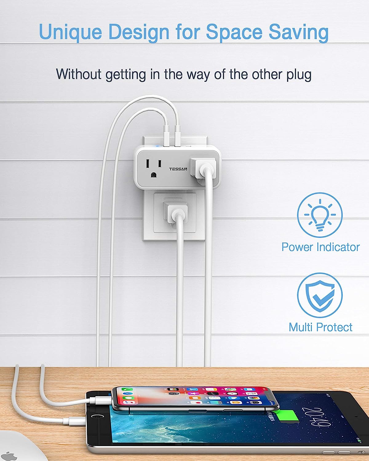 TESSAN US to Japan Plug Adapter with 2 3 Outlets USB Wall Charger