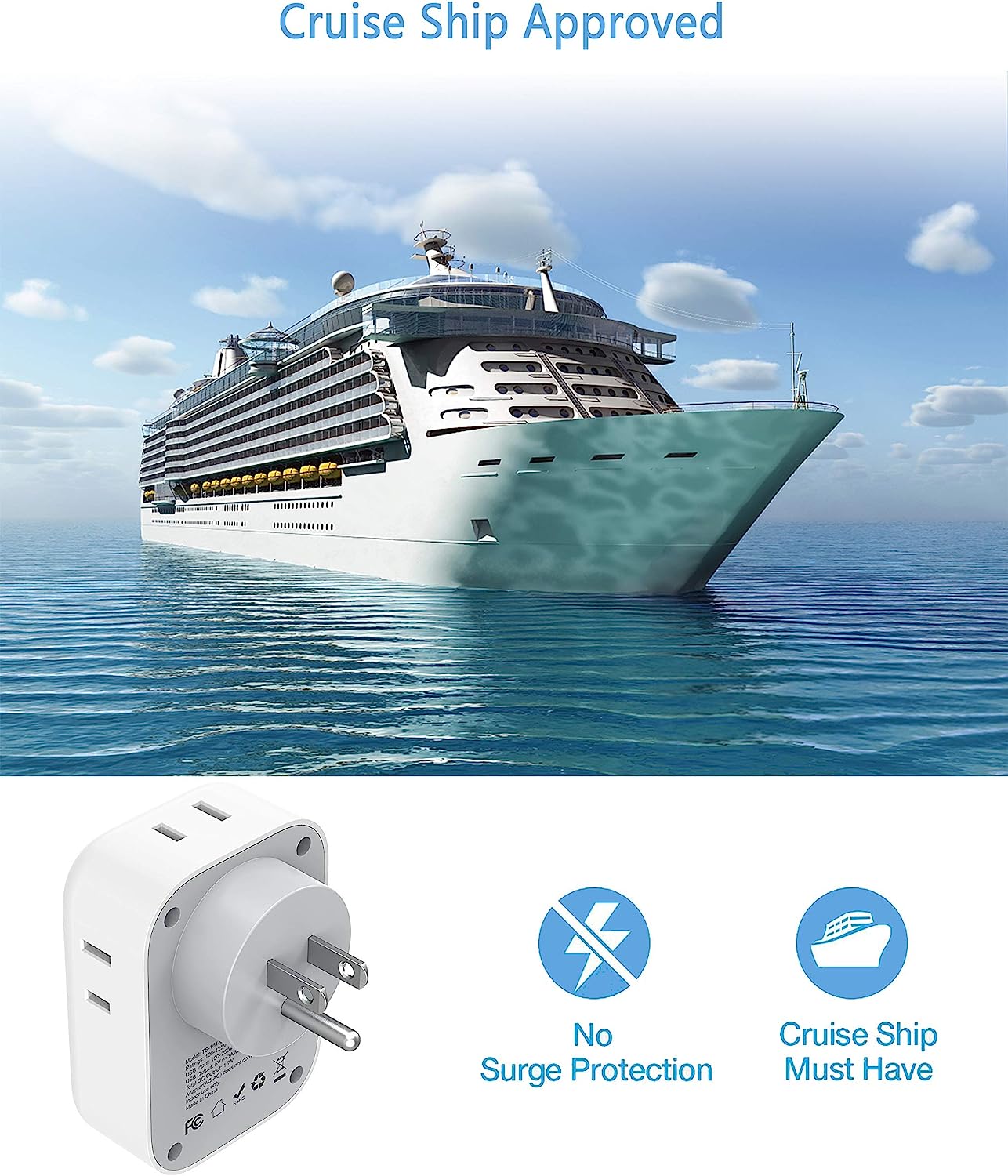 TESSAN 4 Electrical Outlet Extender with 3 USB Ports