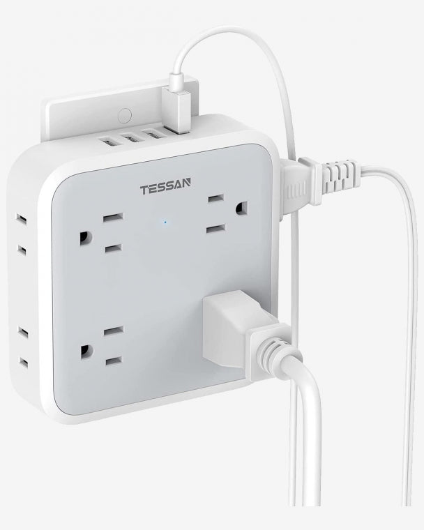 Surge Protector Multi Plug Outlet Extender With 8 Outlet Box Splitter 4 USB Wall Charger