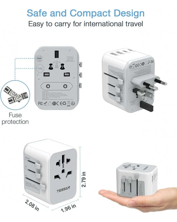 Universal Travel Adapter with 3 USB C and 2 USB Ports