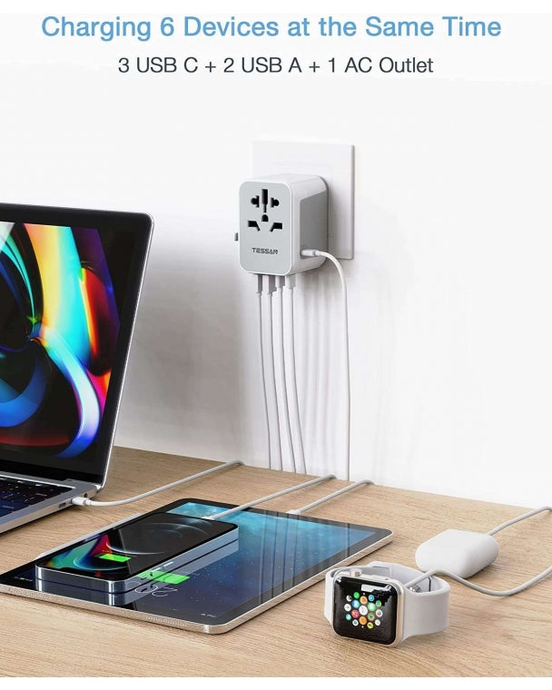 Universal Travel Adapter with 3 USB C and 2 USB Ports