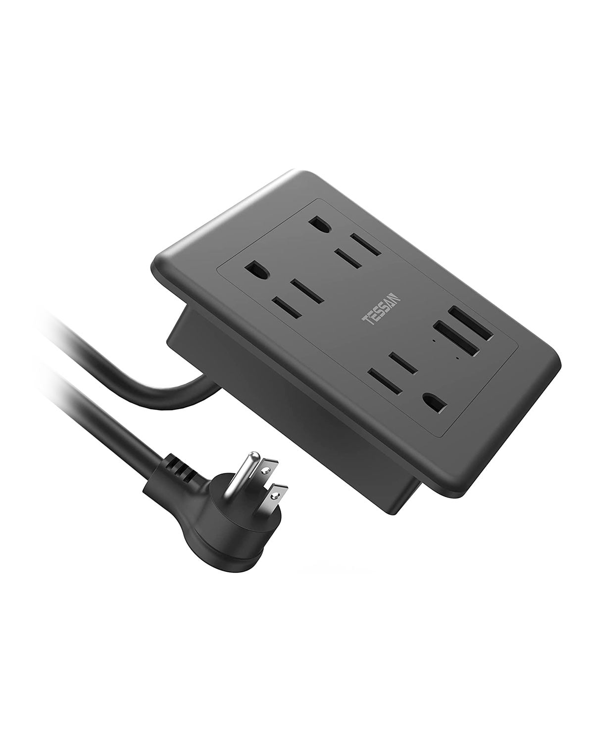 TESSAN Flush Mount Outlet with Surge Protector, Furniture Recessed Power Strip with 2 USB Ports