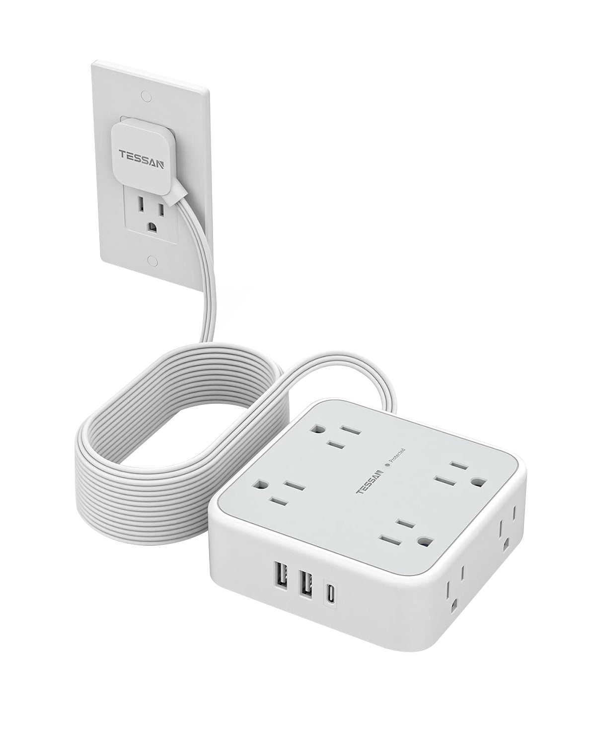 Surge Protector Power Strip, 8 AC Outlets, 3 USB Charger(1 USB C Port)