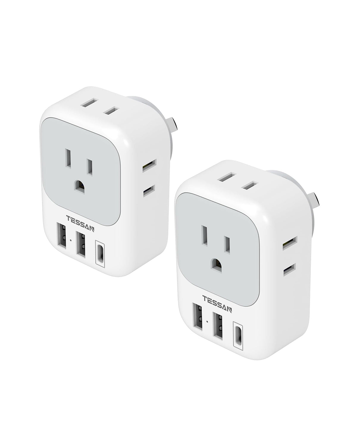 TESSAN Australian Power Adaptor with 4 Outlets 3 USB Charging Ports (1 USB C)