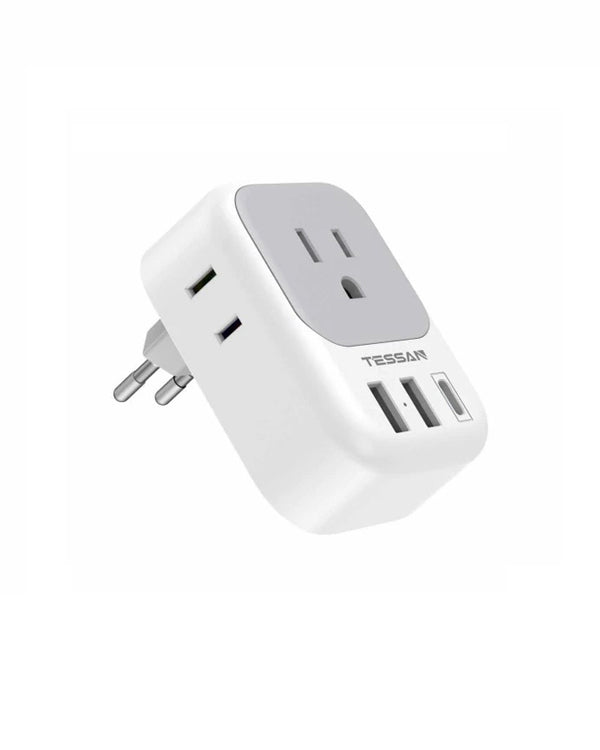 US To European Travel Adapter With 3 USB Ports (Fast Charging PD 15W)