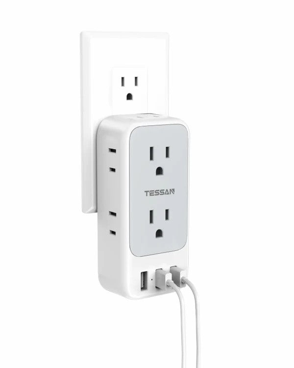 Dorm Essential Multi Plug Outlet Extender With 7 Outlet Splitter 3 USB Wall Charger