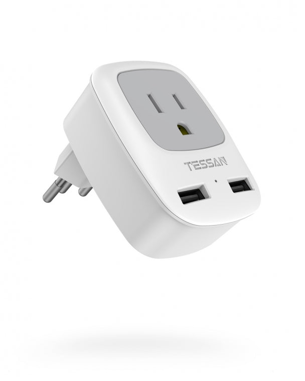 US To Brazil Travel Plug Adapter with 2 USB Ports(Type N Plug)