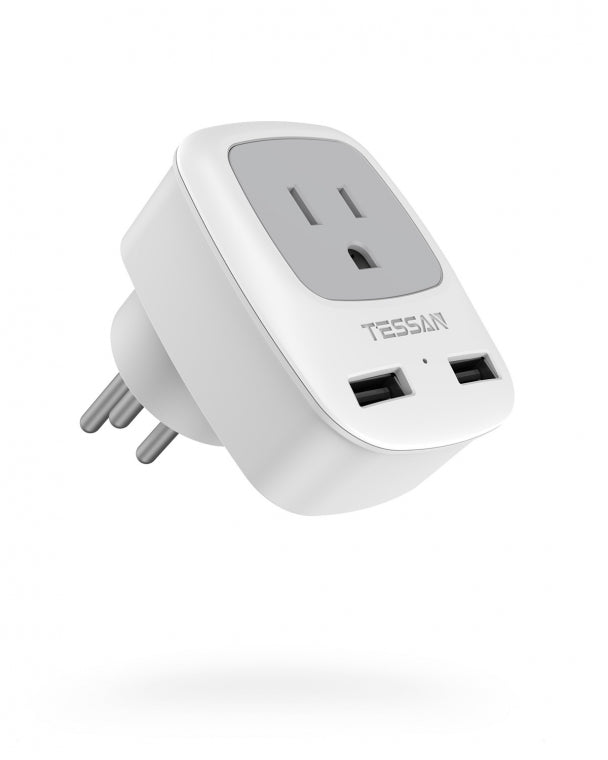 Us To Israel/Palestine Travel Plug Adaptor with 2 USB(Type H Plug)