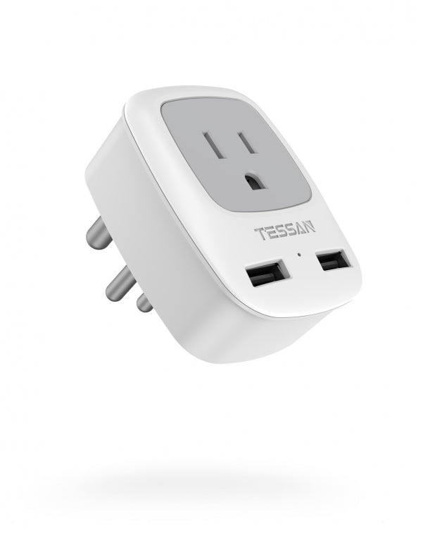 US To India/Nepal Travel Plug Adapter with 2 USB (Type D Plug)