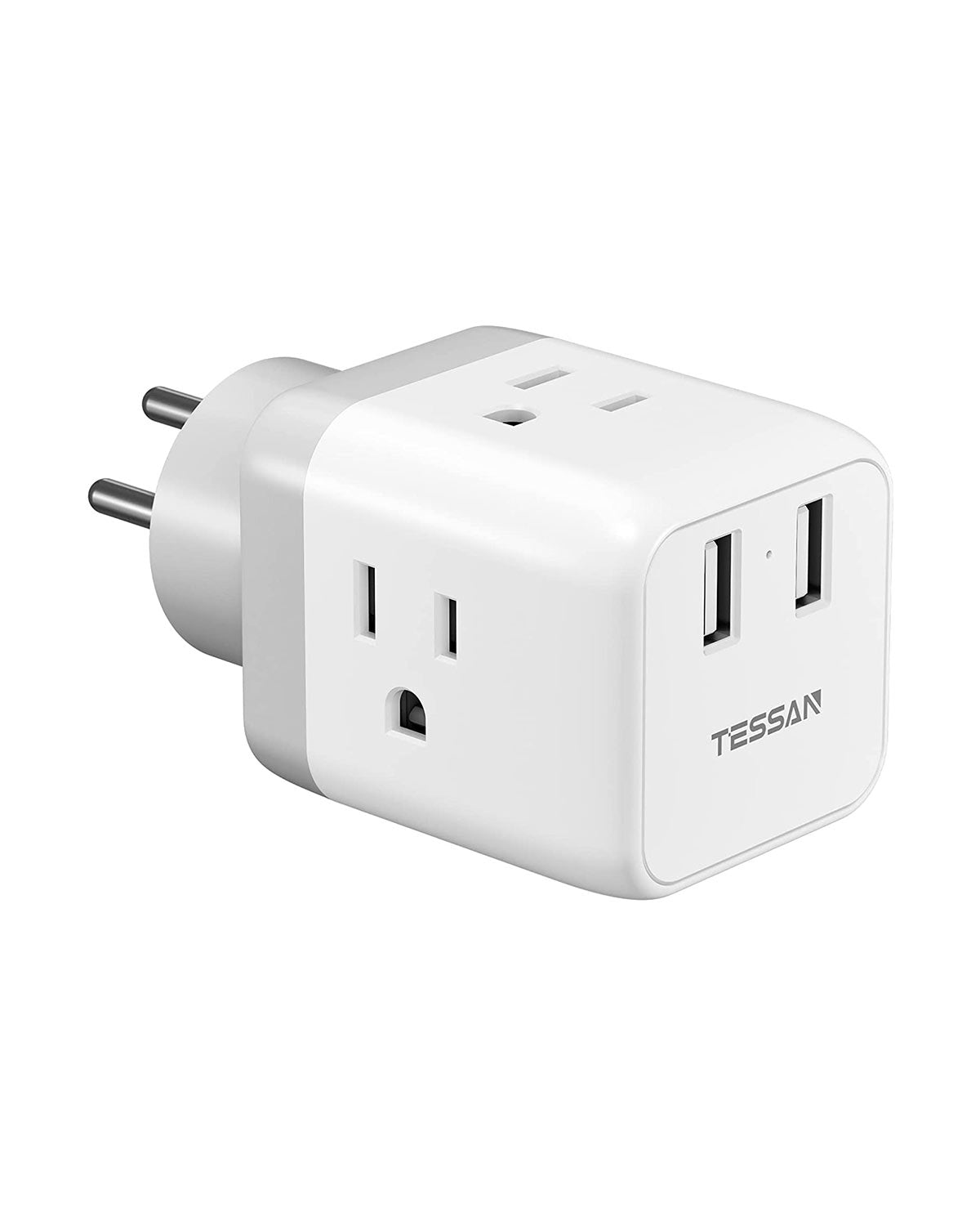 TESSAN US to Israel Plug Adapter with 3 Outlets 2 USB Charging Ports