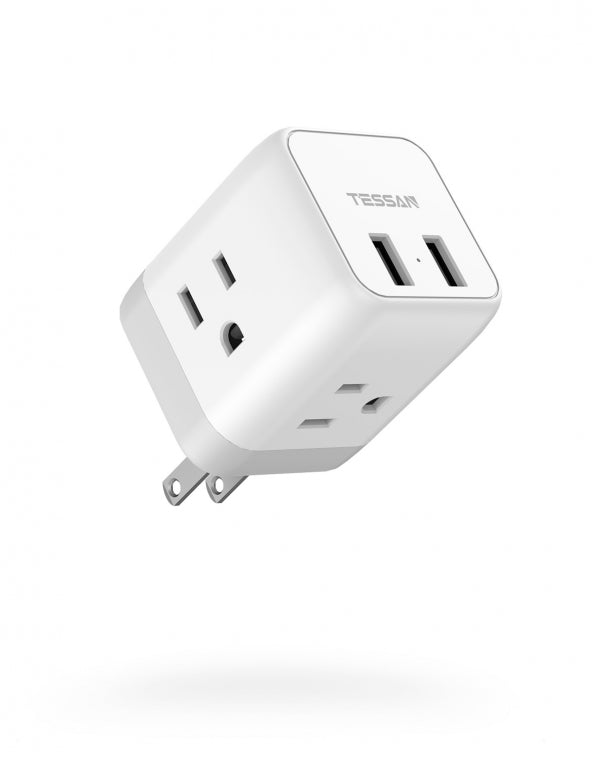US To Japan/China/Philippines Travel Plug Adapter with 3 Outlets 2 USB Ports (Type A Plug)