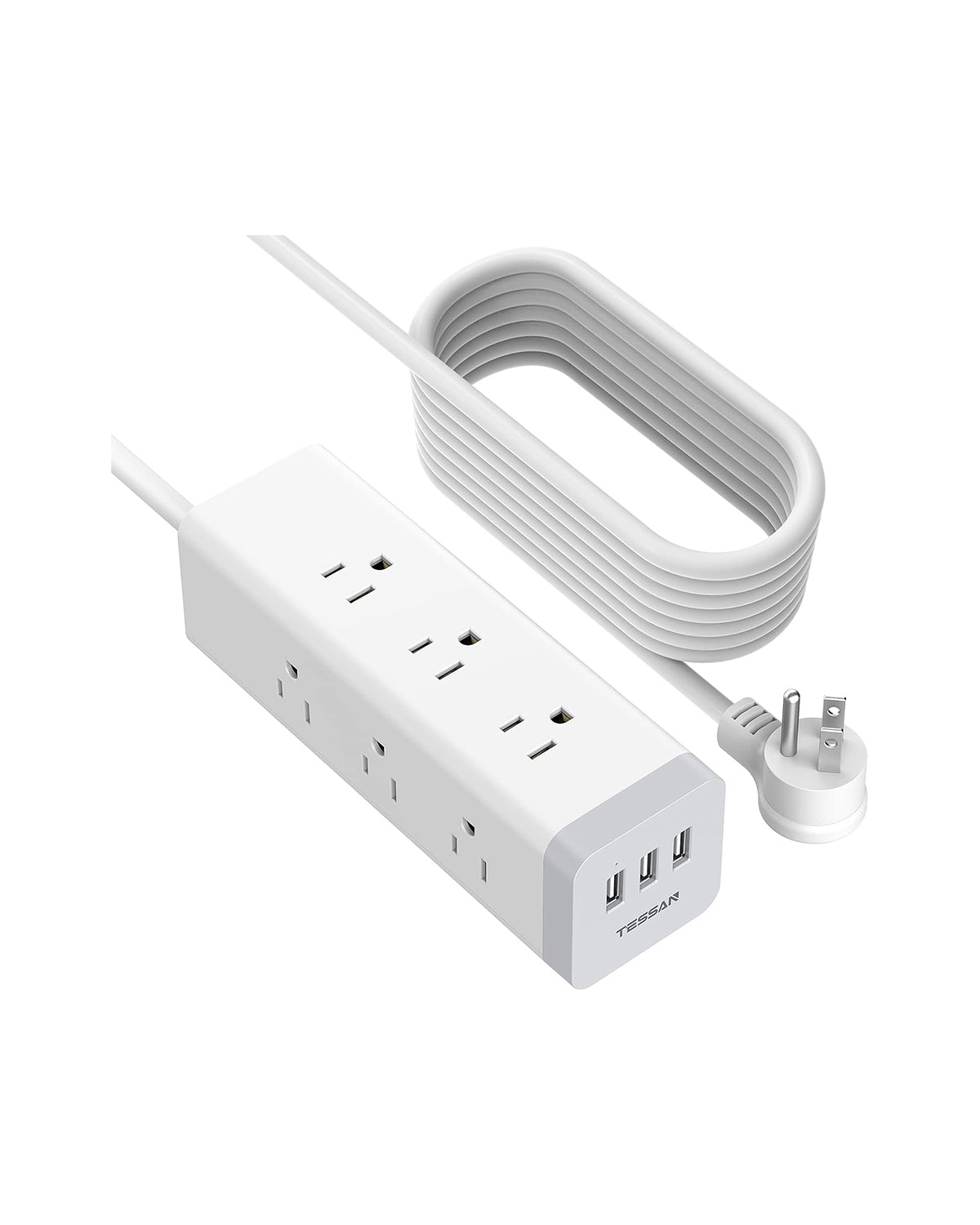 TESSAN Ultra Thin Flat Plug 6 FT Extension Cord with 9 Outlets 3 USB (1 USB C), Surge Protector Power Strip