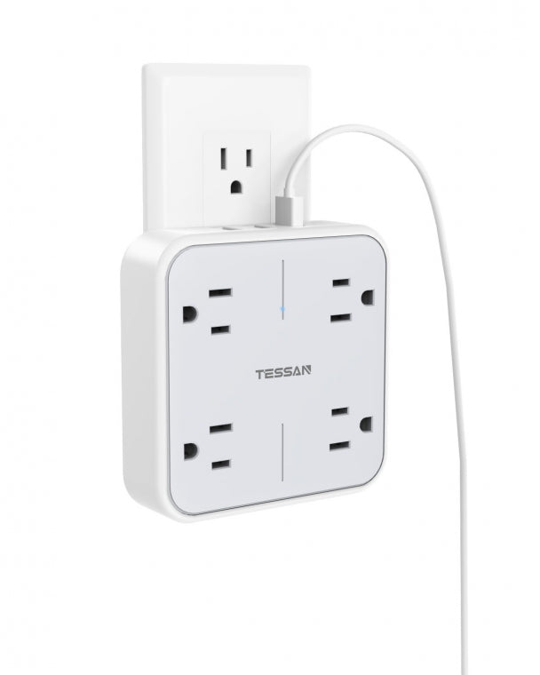 Surge Protector Multi Plug Outlet Extender With 4 Outlet Box Splitter 3 USB Wall Charger
